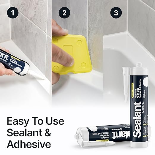 Bright White Kitchen Bathroom Hybrid Polymer Sealant Adhesive 13.1oz All in One Waterproof Weatherproof Joint Paintable Indoor Outdoor Bath Shower Sink Window Board Door RV Roof Wood - 1 Pack