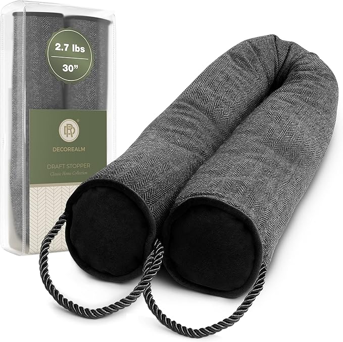 Heavy Duty Under Door Draft Stopper and Noise Blocker, Sound Proof Under Door Draft Guard for Doors and Windows, Provides Air Insulation and Weather Stripping for Doors (Black, 30 Inches)