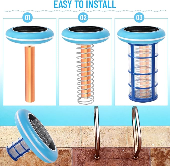 GDW Copper Anode Replacement Kit Solar Pool Replacement Copper Anode - 4.13 x 0.71 Inch Threaded M6,Includes Copper Anode/Threaded Basket/Spring/Wing Screw （4 Pcs