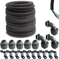 (1/2" Dia * 100 Feet) Yariwiz Black Special Extra Flexible Electrical Conduit Liquid Tight PVC Conduit Kit with 5 PCS Coupling, 5 PCS Elbow and 10 PCS Strap, Sealtight Seal Flex Liquidtight Wire
