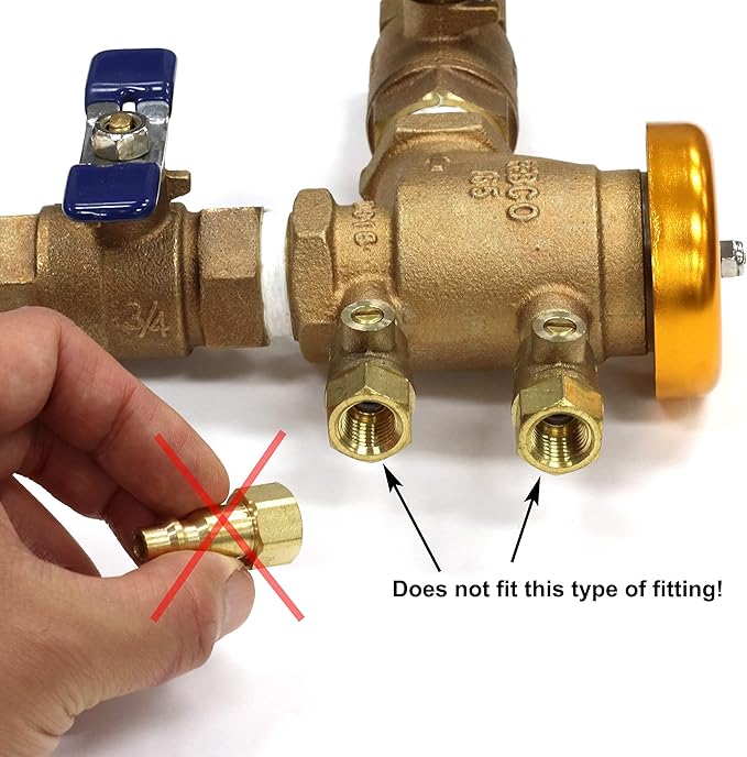 Industrial Style Plug to Female SAE 45-degree Flare Fittings | Adapters to Winterize Blow out Backflow Preventer and Pressure Vacuum Breaker (PVB) for Sprinkler Systems (Solid Lead-Free Brass)