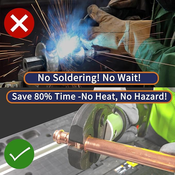 Copper Press Fittings 3/4 inch Coupling with Stop Zero Lead P x P, 10-Pack Press Copper Fittings 3/4" for Plumbing, Use with Hydraulic Press Fitting Tool