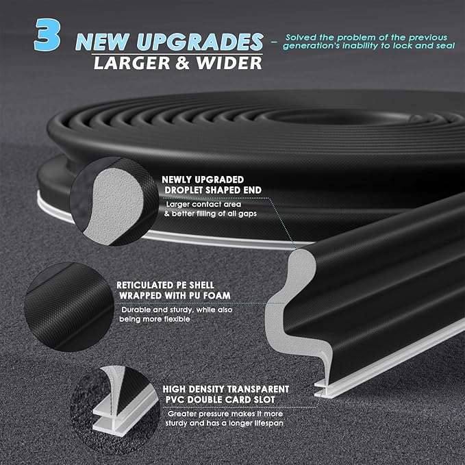 20FT Kerf Weather Stripping Door Seal Sound Proof Weather Strips Seal Strip for Front Door Frame Soundproofing Exterior Door Insulation Gasket (with 4 Door Corner Seals)