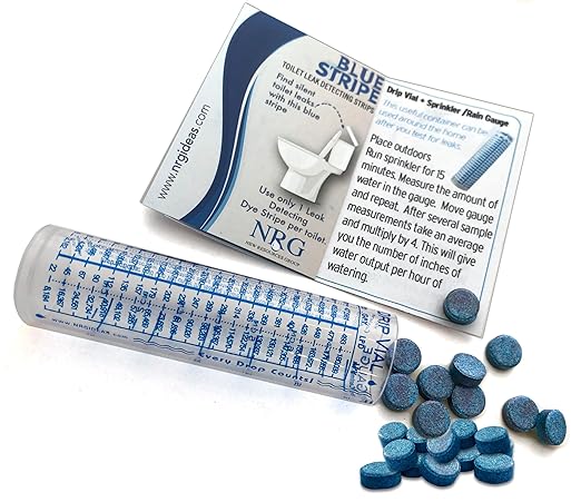 Dye Drop Blue Leak Detection Drip Vial Toilet Tab Strip Test Multi-Use Tracer Silent Leaks (Tablet 20 Pack)