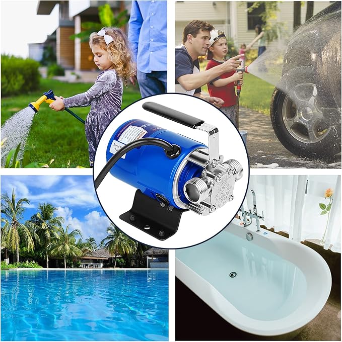 Water Pump, 115V 1/10HP 330GPH Water Transfer Utility Pump, With ON/OFF Switch And Suction Hose Kit.