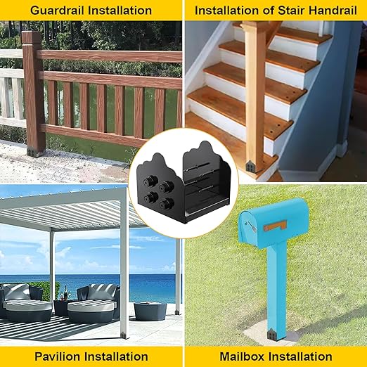 8x8 Post Base, 4Pcs Stainless Steel Adjustable Post Anchor Bracket (Internal 7.8 x 7.5), Adjustable Post Base for Pavilion Deck Porch Handrail Railing Support Decorative Anchor Plate