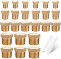 24 PCS Brass Hex Pipe Plug Fittings Kits,Brass Plugs Fitting Assortment Kit 1/8" 1/4" 3/8" 1/2" NTP Plugs Male Threaded