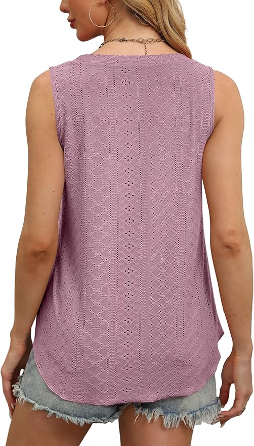 OFEEFAN Womens Tank Tops V Neck Sleeveless Flowy Loose Fit Basic Casual Summer Tops