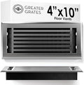 Floor Register 4x10 Vent Cover – Heavy-Duty Steel, Rustproof & Walkable Grates, Easy Drop-in Install, Adjustable Air Supply Switch - Decorative Straight Line Design, Brushed Nickel