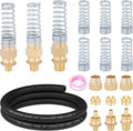 18 Pcs Brass 3/8” DOT Air Hose Male Connector Fittings with Spring Guards, Air Brake Hose End Fitting with Sleeve Tubes，50 Inch 3/8” Rubber Air Hose for Semi Truck Trailer Tractor