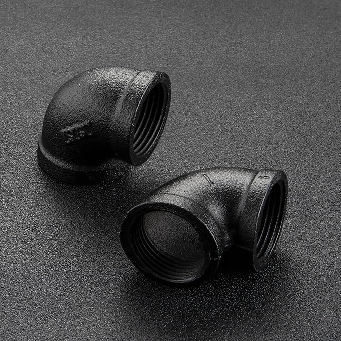 1" Black Pipe Fitting Elbow - Home Expert 10 Pack Industrial Pipe Fittings Iron Pipe Elbow for Steampunk Vintage Shelf Bracket DIY Plumbing