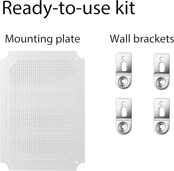 Junction Box, IP67 Waterproof Plastic Enclosure for Electrical Project, Hinged Grey Cover, Includes Mounting Plate and Wall Bracket (Transparent Cover, 14.6"×10.6"×5.9")