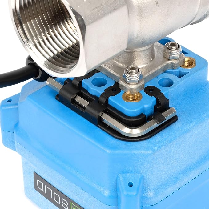 U.S. Solid 1-1/4" Motorized Ball Valve with US Plug 110VAC 304 Stainless Steel Electrical Ball Valve, Auto Return, Normally Closed, NSF Certified, IP67