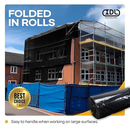 Black Construction Plastic Sheeting 6 mil, 40' x 100' (4000 sq. ft.) - Thick Plastic Cover for Construction, Painting, Greenhouse - Heavy Duty Plastic Sheeting - LDPE Plastic Roll by IDL Packaging