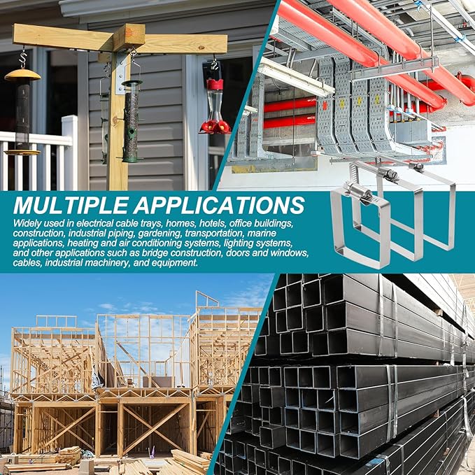 uxcell 3Pcs 304 Stainless Steel Rectangular Hose Clamp, Adjustable 5.9 x 3.9 Inch Square Worm Gear Duct Pipe Tube Clamps for Ducting Bracket Cable Tray Bridge Project Systems, Silver