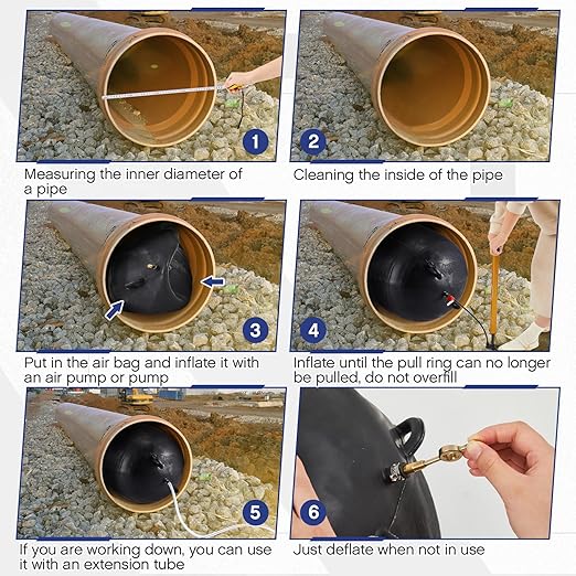Inflatable Pipe Plug Sewer Test Plug Rubber Plumbing Test Balloon for Sewage Pipeline Inspection(24 Inch,with 39.37 Extension Hose)