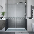 Sliding Shower Door for 56-60" x 76" Opening, 6mm Coated Tempered Glass, One Fixed & One Sliding Panel, Stainless Steel Round Rail, Brushed Nickel Finish, Semi-Frameless Design