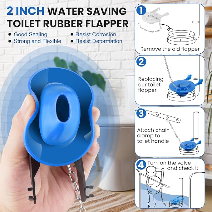 Saillong Universal Toilet Flusher Replacement Kit, Fill Valve, 2-Inch Flapper, Side Mount Handle Lever, Water-Saving, Adjustable Toilet Repair Kit Inside Tank, Easy to Install(2 Set,Dark Grey, Black)