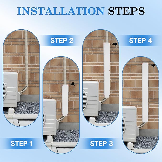 LyPrem 4" W x 6.5Ft L Metal Line Set Cover Kit - Decorative AC Pipe Cover for Ductless Mini Split/Central Air Conditioner/Heat Pump Systems, White