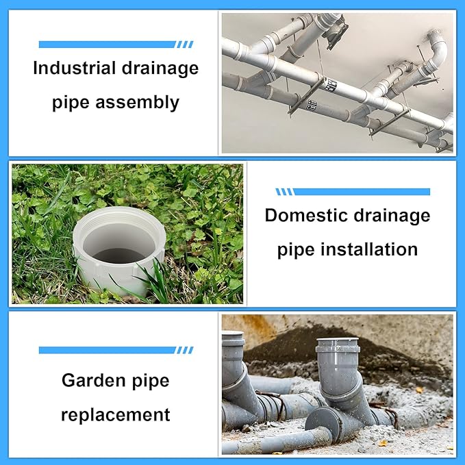 Novabright 2 Pcs 4'' PVC Sewer Female Cleanout Adapter Heavy Duty DWV Flush Cleanout Adapter Corrosion-resistant for Outdoor Garden Sewer Vent and Waste Drainage Piping System