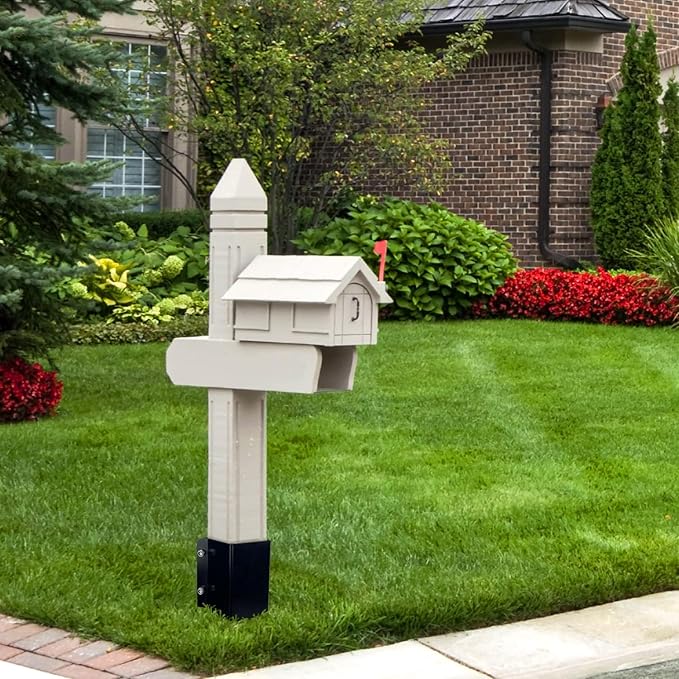 Fence Post Anchor Ground Spike Heavy Duty Black Powder Coated Fence Stakes Post Base for Mailbox, 24 x 4 x 4 Inches Outer Diameter (Inner Diameter 3.6 x3.6 Inches), Pack of 6