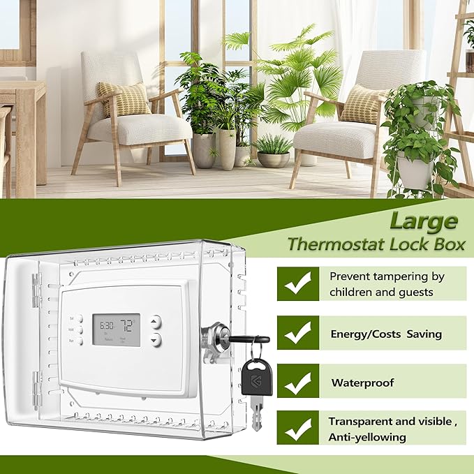 4 PCS Thermostat Lock Box with Key, Large Thermostat Cover with Lock for Thermostat on Wall, AC Control Lock Box Cover with Key, Air Conditioner Lockbox Fits Thermostats 5" H x 6.3" W or Smaller