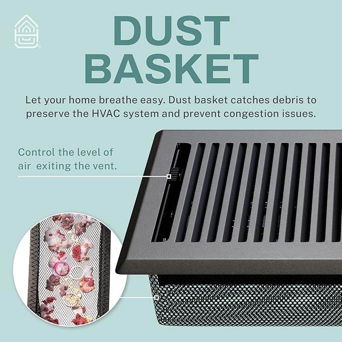 Home Intuition Contemporary Floor Vent Covers 4X10 Inch Floor Register with Mesh Cover Trap Heat and Air Walkable Metal Floor Vent for HVAC Duct, White