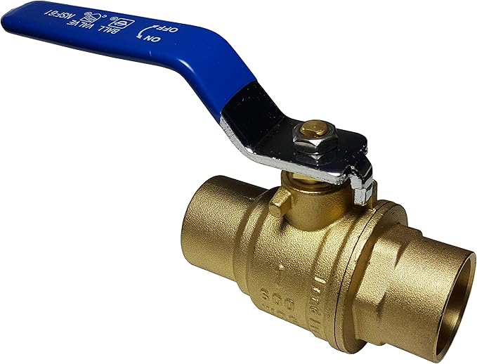 1 Piece XFITTING 1" Sweat Ball Valve, Brass, 600 WOG, 1/4 Turn, Metal Handle