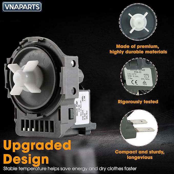 DD31-00005A Dishwasher Drain Pump Replaces DD81-01527A DW0005A For Samsung DMR57LFB DMR77LHB DMT800RHW DMT400 DMT300 DMR78A DMR77 DW80K7050US DW80R5060US DW80R5061UG DW80R5061US DW80R5061UT Dishwasher