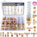 100 Pcs Brass DOT Air Brake Line Fittings & Air Nylon Tube Compression Fittings & Air Brake Hose End Fittings Assortment Kits,Air Hose Fittings 1/4" 1/8" 3/8" 1/2" NPT