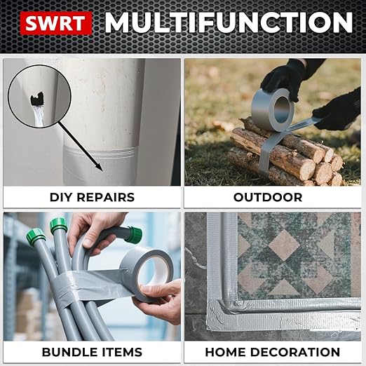 SWRT 9 Mil 2-Pack Silver Heavy Duty Duct Tape Strong Adhesive, 2 in x 30 YD (Total 60YD) Duct Heavy Duty Waterproof All Weather Gray Duct Tape No Residue Sealing & Patching for Indoor&Outdoor Repair