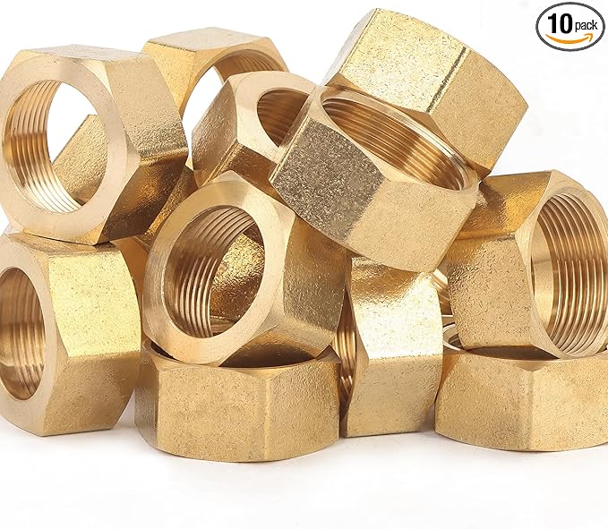 LTWFITTING 7/8-Inch Brass Compression Nut,Brass Compression Fitting(Pack of 10)