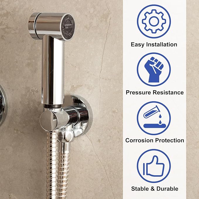 uxcell G1/2" Female x Male Shower Shut Off Valve, Brass Water Flow Control Valve for Shower Head with Hose Flow Restrictor, Red