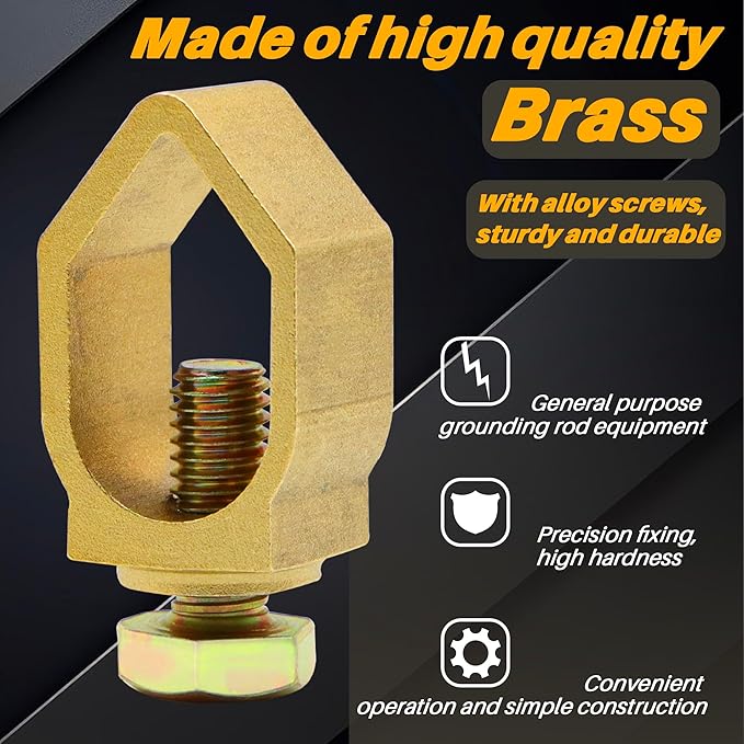4-Pack Copper Grounding Rod Clamp, Grounding Wire Clamp Great for 1/2”- 5/8’’ Grounding Rods, High-Quality Copper Grounding Clips