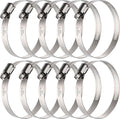10PCS Hose Clamps Stainless Steel Adjustable 1-9/16"-2-1/2"(40-63mm) Worm Gear Hose Clamp, Heavy Duty Metal Small Hose Clamps for Automotive, Pipe, Radiator Plumbing, Fuel Line