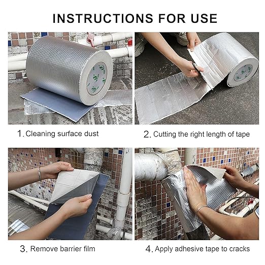 BOMEI PACK Butyl Tape, Waterproof 8" W X 33'L, Multi-Use Leak Repair for Boat and Pipe Sealing, HVAC Ducts, Roof Crack, RV, Awning, Window Sealing, Upgraded Leak Proof Butyl, 1Pack