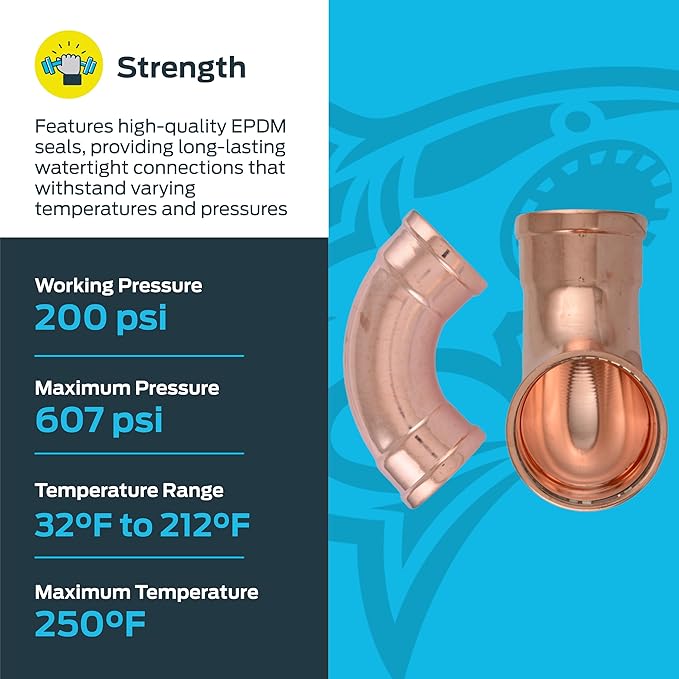 SharkBite 4 x 4 Inch 90 Degree Elbow, Copper Press Plumbing Fitting, UPR02105