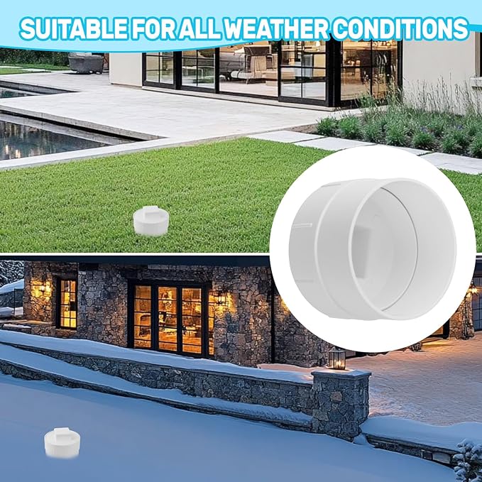 2" PVC Sewer Cleanout Adapter with Plug Pipe Fitting, PVC DWV Flush Sewer Cleaning Cap for Outdoor Garden and RVs Sewer Drainage Systems
