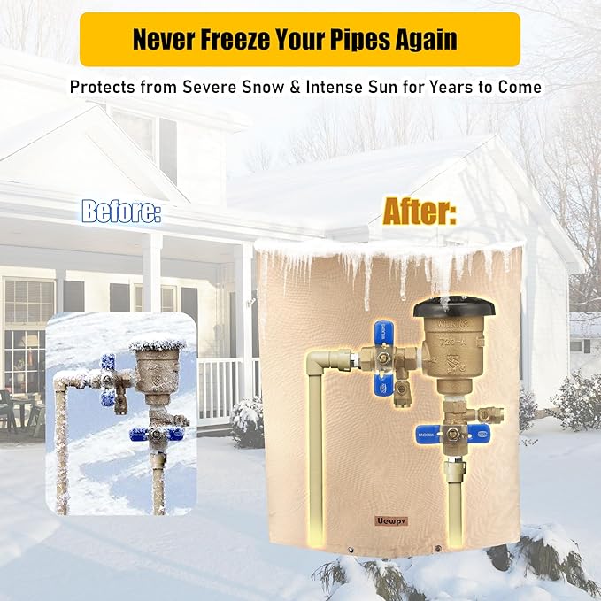 Backflow Preventer Cover Insulated-Sprinkler Covers for Outside-with Thicker 5 Layers Fabric,24" Wx30 H -Backflow Insulation Cover Protect Water Meters,sprinklers from Damage During Winter
