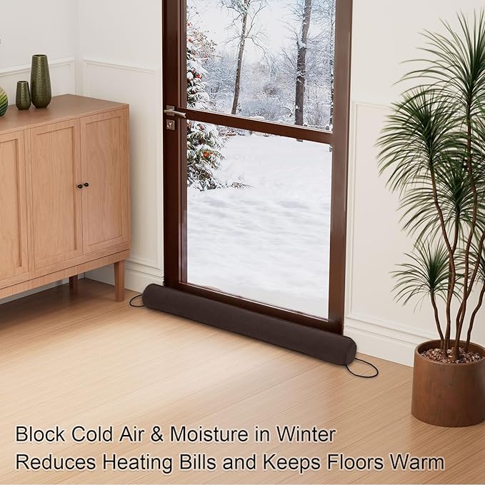 hyha 2 Packs 36 Inch Door Draft Stopper, Blocks Hot Cold Air with Removable Washable Cover, Gaps Up to 3 Inch, All-Season Noise and Wind Seal, Under Draft Stopper for Bottom of Door Window, Chocolate