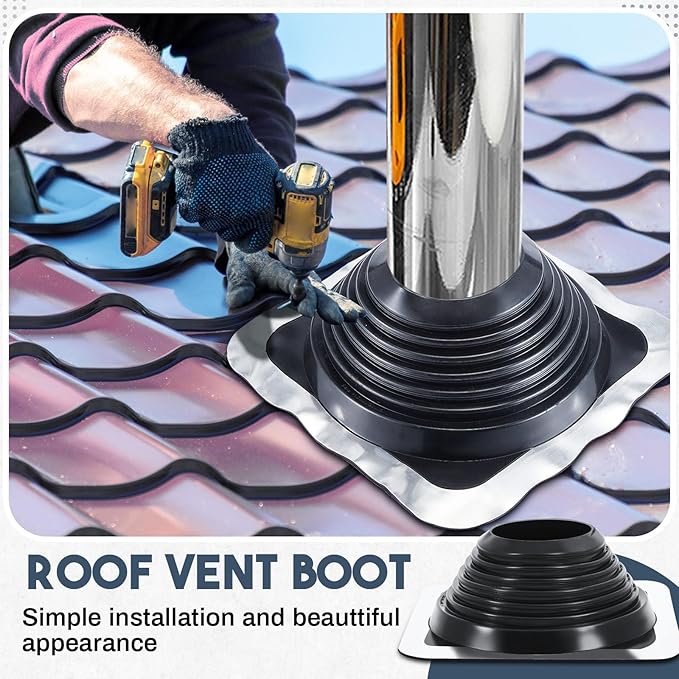 #8 Metal Roof Vent Boot Flashing Chimney Roof Boot for Pipe OD 7" to 13" Square Base Epdm Jack Stove Roofing Vent Boot Kit(1 Pcs,17 Inch)