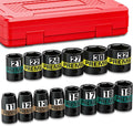 14-Piece 1/2" Drive Shallow Impact Socket Set, 11-32mm, Semi-Deep Sockets, CR-V, Socket Set for Automotive and Home, Metric, 6 Point