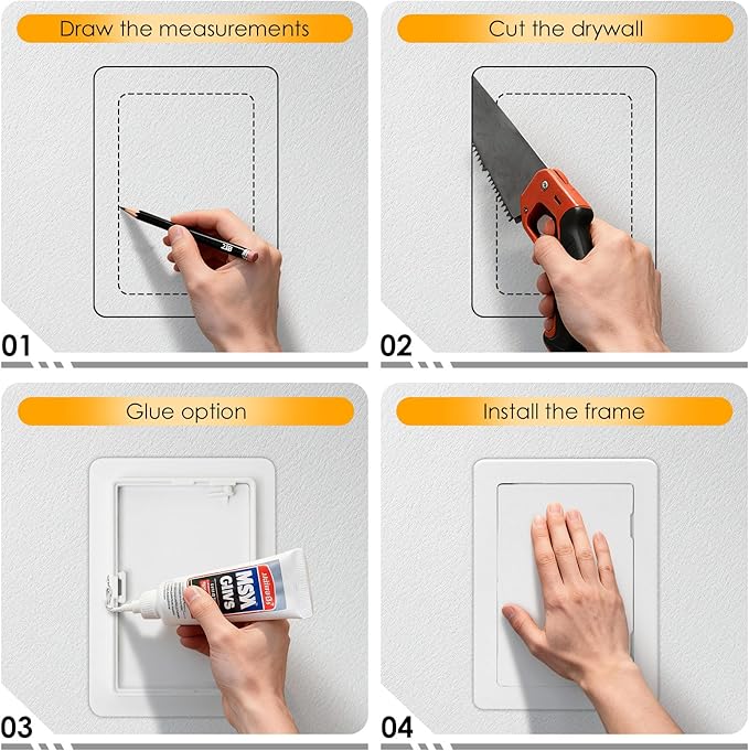 Suteck Plumbing Access Panel for Drywall Ceiling 4 x 6 Inch Reinforced Plastic Wall Access Doors Removable Hinged White