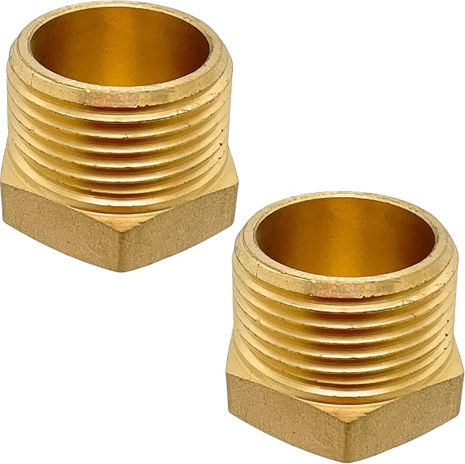2 Pack Brass Pipe Plug 1" NPT Male Outer Hex Head Socket Plug Fitting for Plumbing by CX WONDERLAND