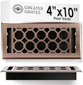 Floor Register 4x10 Vent Cover – Heavy-Duty Steel, Rustproof & Walkable Grates, Easy Drop-in Install, Adjustable Air Supply Switch - Decorative Honeycomb Design, Satin Bronze