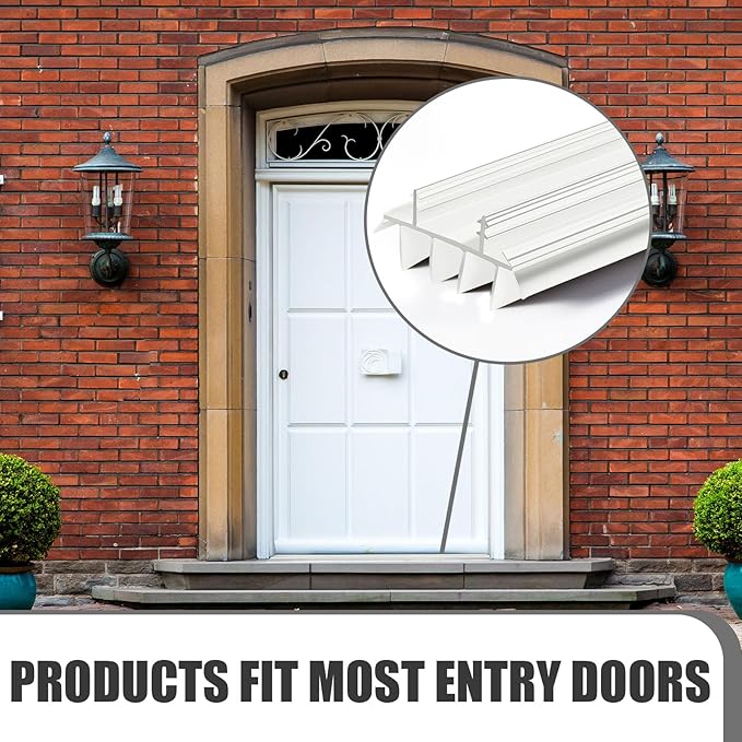 Replacement Door Bottom with Vinyl Fins 36" Long 1 3/4" Wide Threshold Seal Bottom of Door Weatherstrip Kerf Weather Stripping for 7/8" Between Barbs(4 Pcs,White)