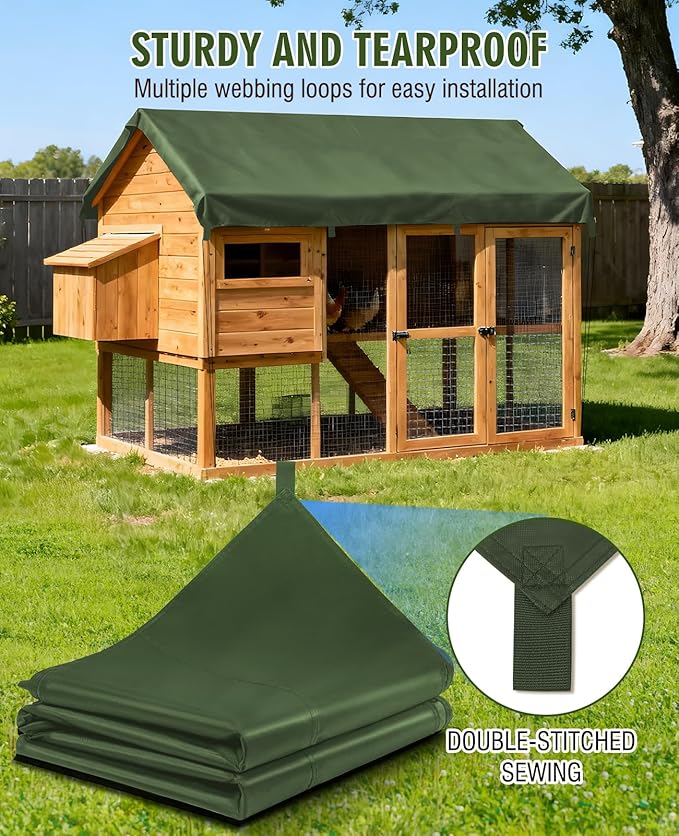 HIRALIY 20 Mil Heavy Duty Waterproof Tarp, 12x15ft Green Tarpaulin with Reinforced Webbing Loops, Multipurpose Oxford Fabric Tarp for Firewood, Roof, Camping, Pool