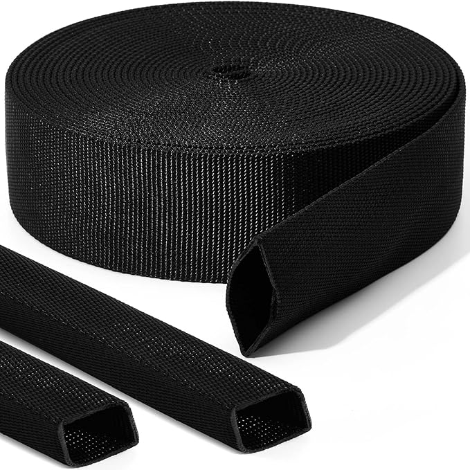 Hanaive 26 ft Nylon Hydraulic Hose Protector Sleeve Tig Torch Cable Cover Black Protective Cover Hose Sheath Hydraulic Wrap Cutting Wire Sheath Sleeve Management Wrap for Cord Tig(1.5 Inch Id)