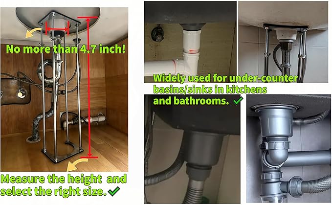 1 Pack Kitchen Undermount Sink Support, Undermount Sink Brackets, Adjustable Support Bar and Sink Repair Kit for Kitchen and Bathroom (Modern 4-Bar Support, 18.11inch - 22.05 inch)