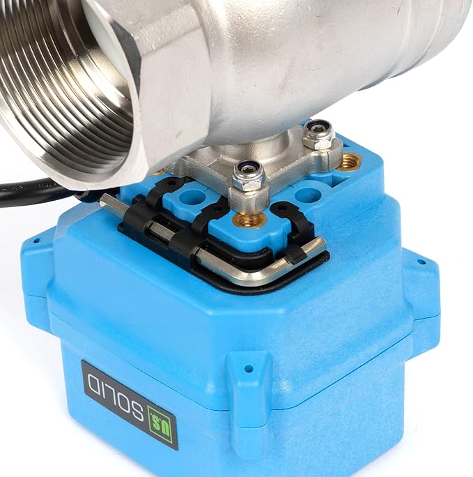 U.S. Solid 2" Motorized Ball Valve with US Plug 110VAC 304 Stainless Steel Electrical Ball Valve, Auto Return, Normally Closed, NSF Certified, IP67
